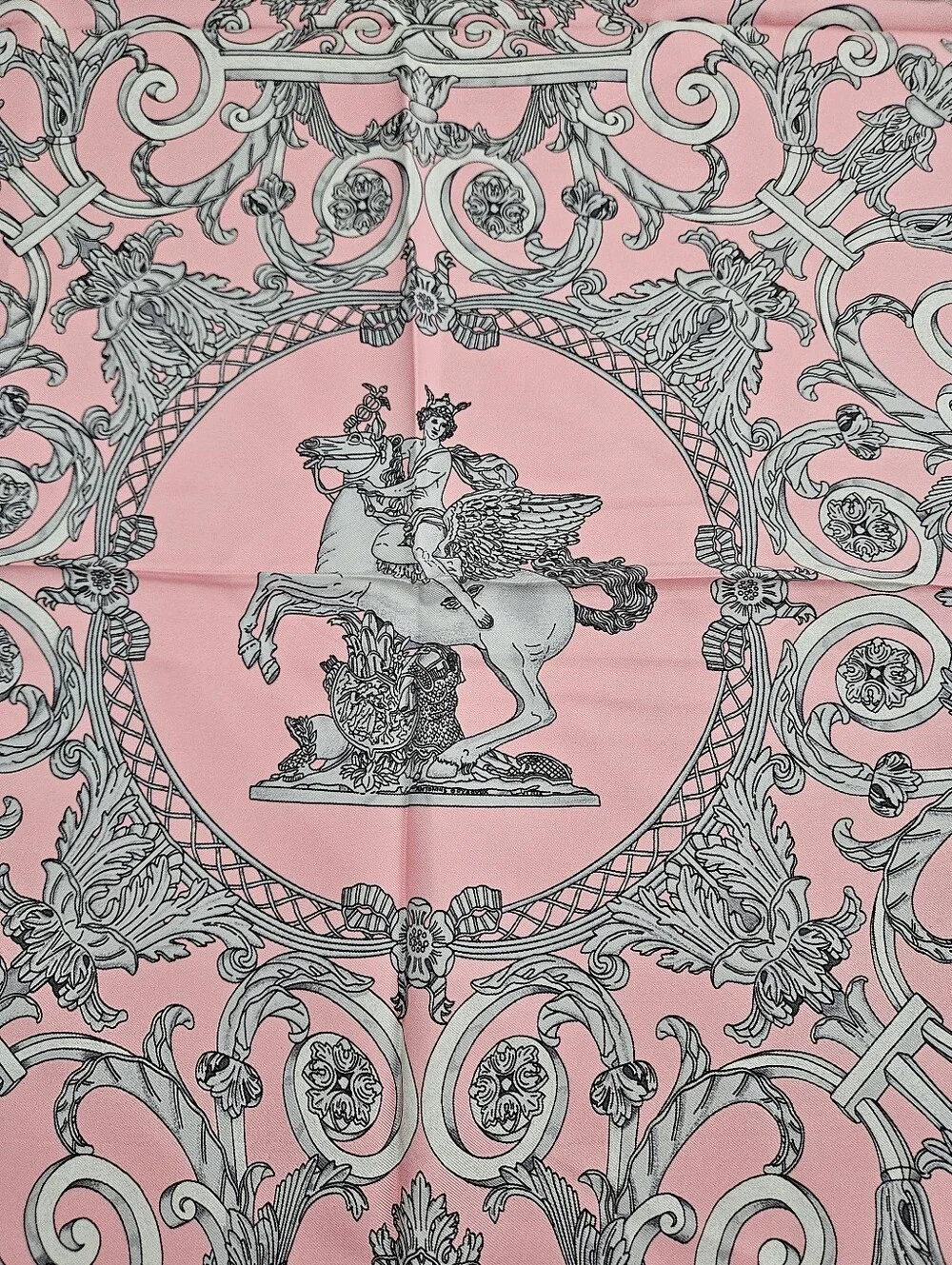 Hermes silk scarf pink / gray 